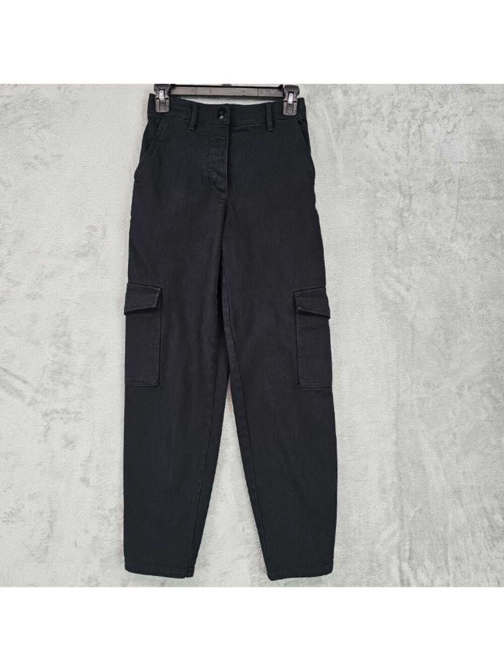 Wilfred Free Cargo Pants Womens 0 Black Twill Tapered Pockets Stretch Relaxed